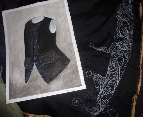 lorenzocheney:The waistcoat is far from finished but we have to hand in our stuff for the gallery sh