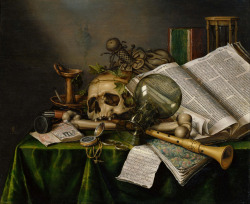 lionofchaeronea:Vanitas (Still Life with Books, Manuscripts, and a Skull), Evert Collier, 1663