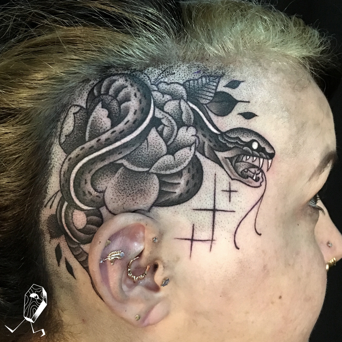 Tattoos on the head  meaning photos sketches and examples