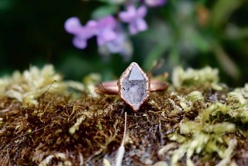 Herkimer diamond &amp; Copper Ring✨www.moonchildmetals.etsy.com