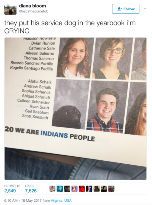 timidhedgie:  buzzfeed:  A School Included This Teen’s Service Dog In The Yearbook And It’s The Purest Thing  THE WHOLE STORY GUYS