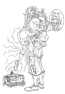 sun1sol: A Busty Mother’s Day Hug   A quick art I wanted to post for mother’s day since it’s important to respect our makers, here my nerd oc Diz trying to get the best out of this mother’s day hug by making a anti-gravity machine for his mom