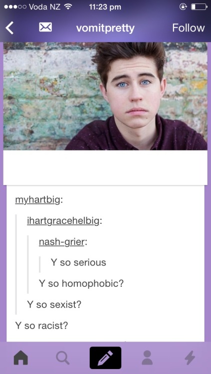surprisebitch:the-babe:cumdoodle:Nash Grier compilation of comebacks“he probably shaves her ar