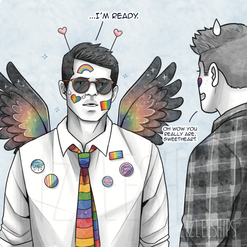 lizleeships: …Castiel is done being subtle. AKA: TFW2.0 goes to the ParadeHappy Pride, everyone! –Ju