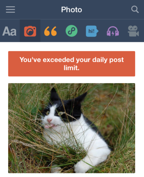 Ironic because this too is my reaction when I hit post limit.