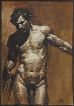 Carl Moll (Slovak, 1861-1945), Male Nude