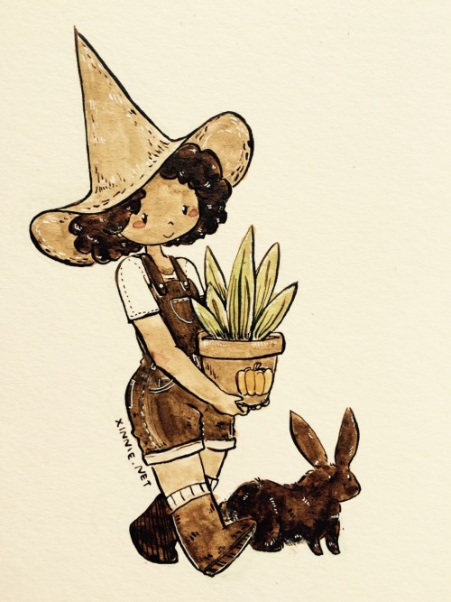 xinling: Inktober day 4: a garden witch!