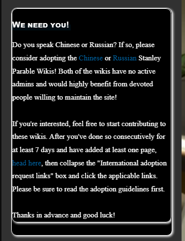 incorrectstanleyparablequotes: We need you!Do you speak Chinese or Russian? If so, please consider a