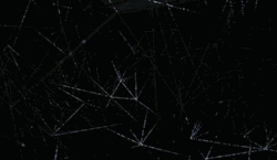 devidsketchbook:  Line Segments Space Installation by Kimchi and Chips features a polygon web of nylon strips, projected on to great effect - video embedded below:  An architectural web of threads subtends a null space. It hangs abstract and undefined,