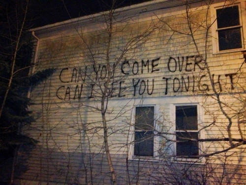 jacobwren:Can You Come Over, Can I See You Tonight Steven Cottingham  2013  Spray paint on the side 