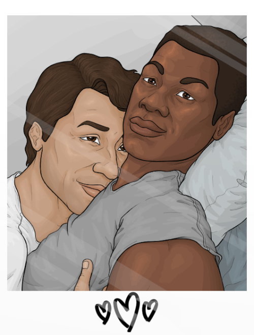 fridaseyebrow:Anon wanted a finnpoe selfie to go along with this reyva one so here it is! Hope you l