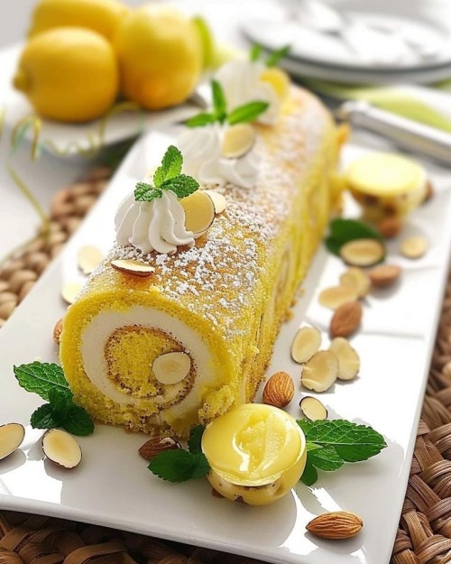 Limoncello Almond Cake Roll