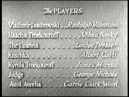 The Credits The Eagle (1925)Director: Clarence Brown 