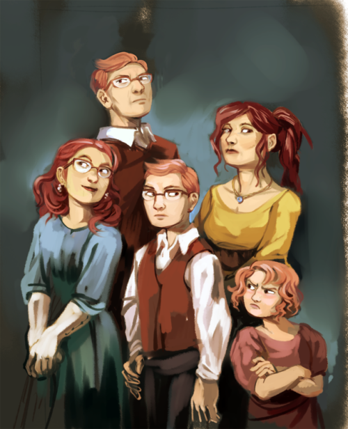 A family portrait I did a while back for one of my new OCs! They are all truly awful.