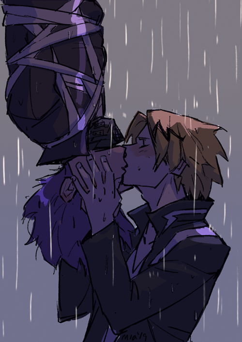 anxioussailorsoldier:I just had to draw the kiss from my short kamishin fic, caught in my own web 