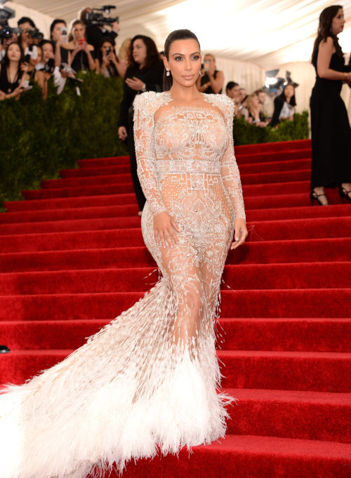Kim Kardashian West wearing Roberto Cavalli at the 2015′s MET Gala.