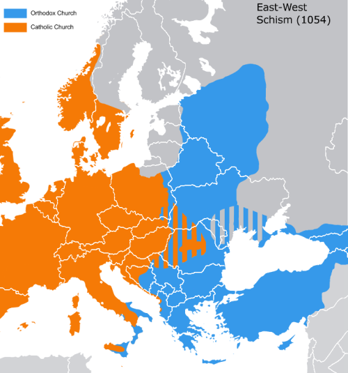 mapsontheweb:The Great Schism superimposed on modern borders