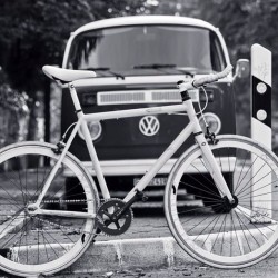 #Bike #Antique #Volkswagen #Westfalia #Black #White