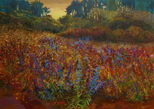 huariqueje: Dune field , Snake herb    -    Alice Brasser, 2019.Dutch,b.1965-Oil on canvas , 100 x 1
