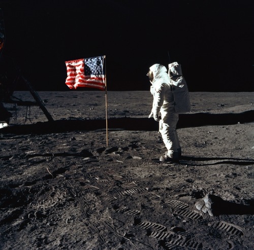 wonders-of-the-cosmos:   July 20, 1969: One Giant Leap For Mankind   ☽ ☾     Apollo 11 was the spaceflight that landed the first two humans on the Moon. Mission commander Neil Armstrong and pilot Buzz Aldrin, both American, landed the lunar module