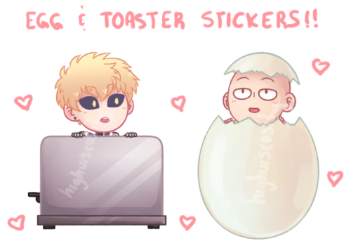 highviscosity: genos and saitama stickers i’ll be selling at anime north!!! BUY ME FRIENDS ART