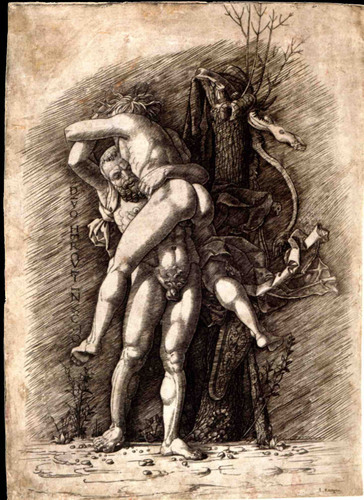 artist-mantegna:Hercules and Antaeus, 1495, Andrea Mantegna