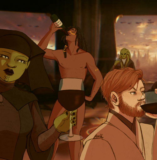 amikoroyaiart: I like to think they were all friends  Happy Kenobi week!!! 