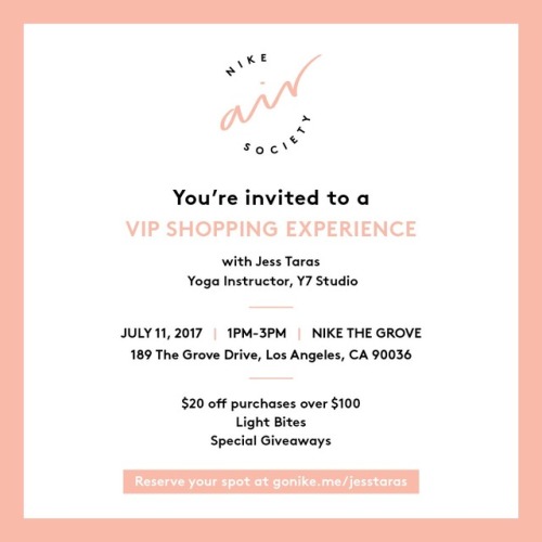 LA! @nike and I are partnering to bring you an exclusive shopping event tmrw. Come shop the new Airm