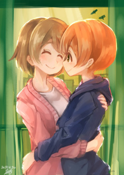 wholesomeyuri:  ✧･ﾟ: *✧ Lovely Smiles ✧ *:･ﾟ✧♡ Characters ♡ : Hanayo Koizumi ♥ Rin Hoshizora♢ Anime ♢ :   Love Live! School Idol Project - (AL, A-P, KIT, MAL)  ☆ Source ☆ : pixiv.｡*ﾟ .*.｡ Art by Raiju ｡.*. *ﾟ｡.♥*♡