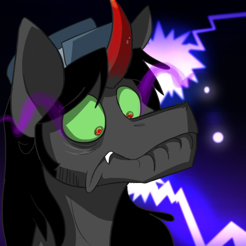 ask-teen-chrysalis:  You won’t belive how long it takes to make these. Anyway - long promised collab  - this one with King Sombra from http://ask-king-sombra.tumblr.com/ PS : I do realise it’s chicken not duck, but it looks like duck in first game