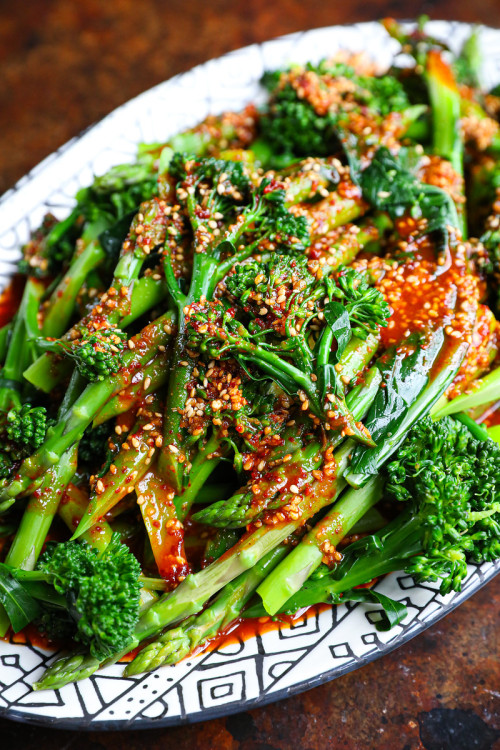 blanched vegetables with chojang dressing