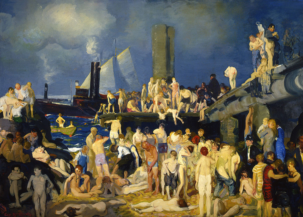 pyritesoulfox:  painting of the day: George Bellows - Riverfront No. 1 Young working-class