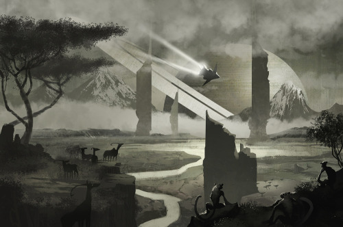 fuckyeahvideogamesartworks:  NO MAN´S SKY black n white concept art by Leading Light Design 