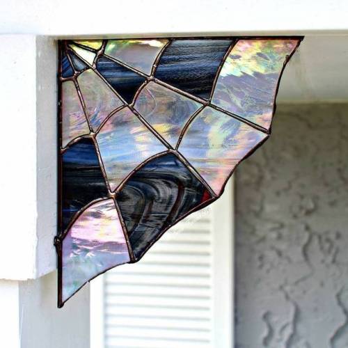 sosuperawesome: Stained Glass Spider Web and Crystal Cluster Corner Decor by The Sweet Karma Bar on Etsy  See our ‘stained glass’ tag   Follow So Super Awesome: Facebook • Pinterest • Instagram  