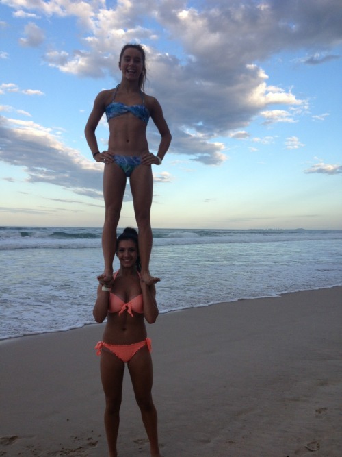stunts-and-jumps:  more—than—a—sport:  Ruby and I stunting on the beach☀