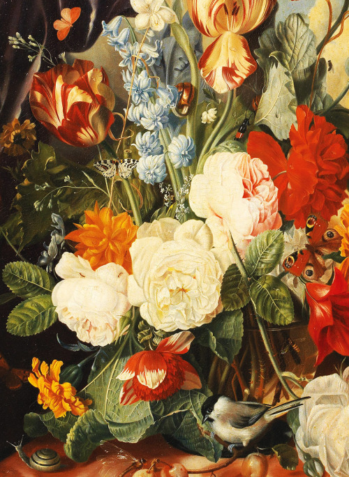 jaded-mandarin:  Josef Holstayn. Detail from Floral Still Life with Roses and Tulips, 20th Century. 