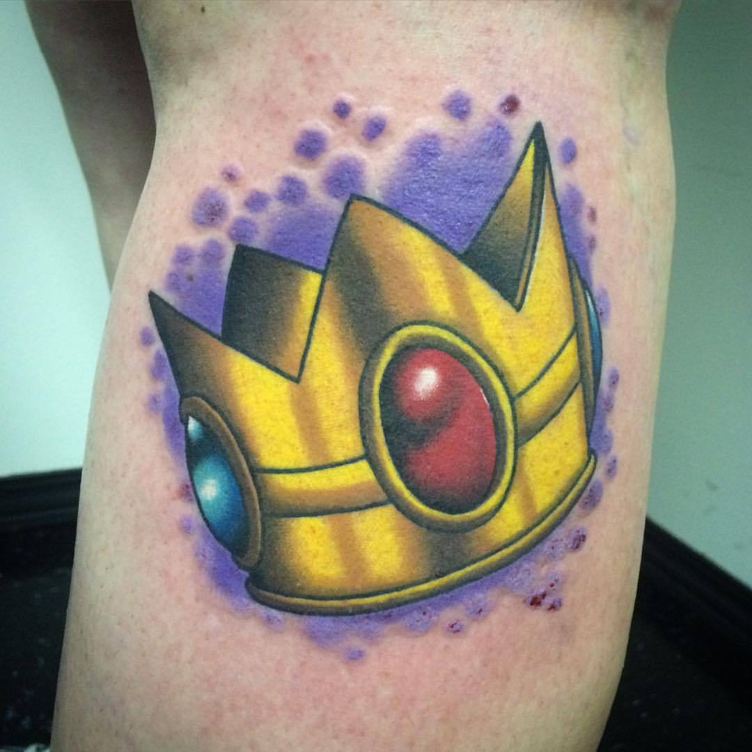 Princess peach crown tattoo