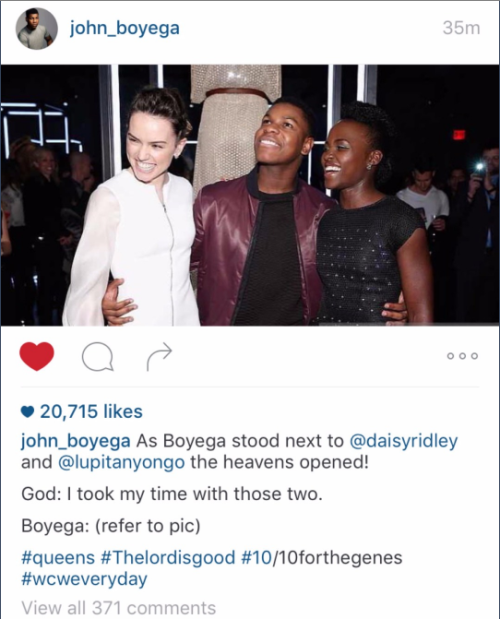 finnaknownjedi: rootbeergoddess: starwarsherofinn: Boyega Week: John Boyega + his legendary clapback