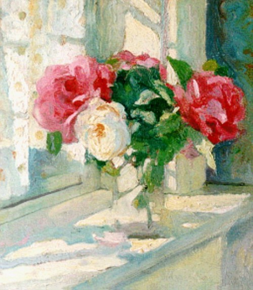 huariqueje:Roses in Sunlight  -  Paulus Ludovicus Carolus ‘Pol’DomBelgian 1885-1978Oil on panel 37 x