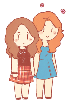 bisexualbecamitchell:  i drew this smol bechloe like a week ago and forgot to post