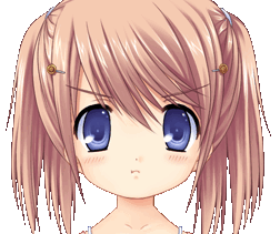shiina arizuki from kud wafter, changing facial expression from an angry pout to sticking her tongue out sprite transition