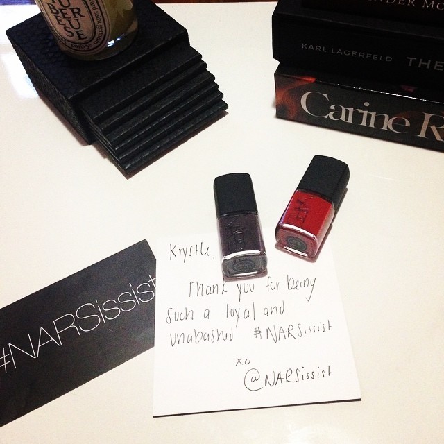 Thanks to @narsissist for these awesome nail polish colors! Can’t wait to use these! #nars #narsissts