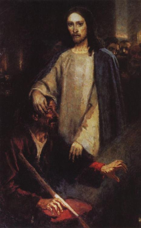 Healing the man born blind by Jesus Christ, 1888, Vasily SurikovMedium: oil,canvas