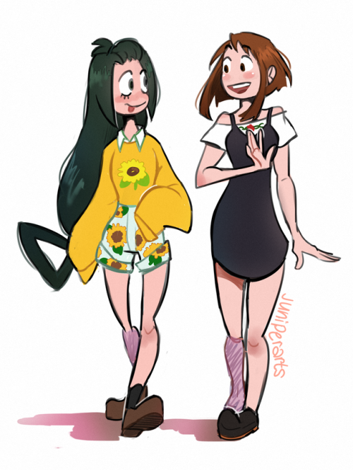 juniperarts:I’ve seen the my hero academia boys in suits and stuff but what about the ladies? Fashionable bnha gals for ya! 