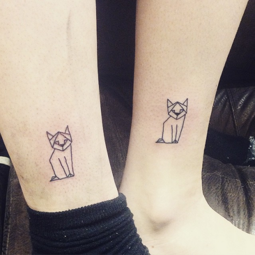 Awesome Tattoo Ideas — Geometric Cats Tattoo @Pairodicetattoos.com