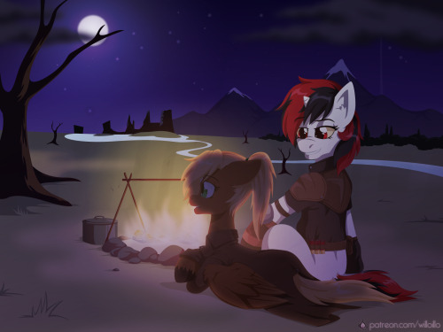 Commission for Magic of a little fireside chat between Threnody &amp; Blackjack. If you&rsqu