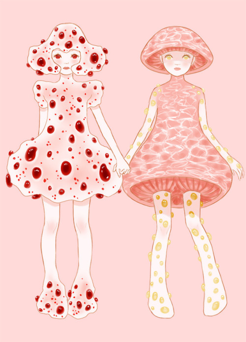 saccstry:Fungus girls!I originally planned to just keep them sketchy like this but shortly after dra