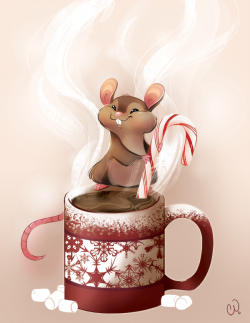 thebottled-art: Happy Holidays Tumblr! Here is a cute mouse. Enjoy. 