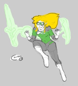 A female link from legend of zelda as a green lantern, as per