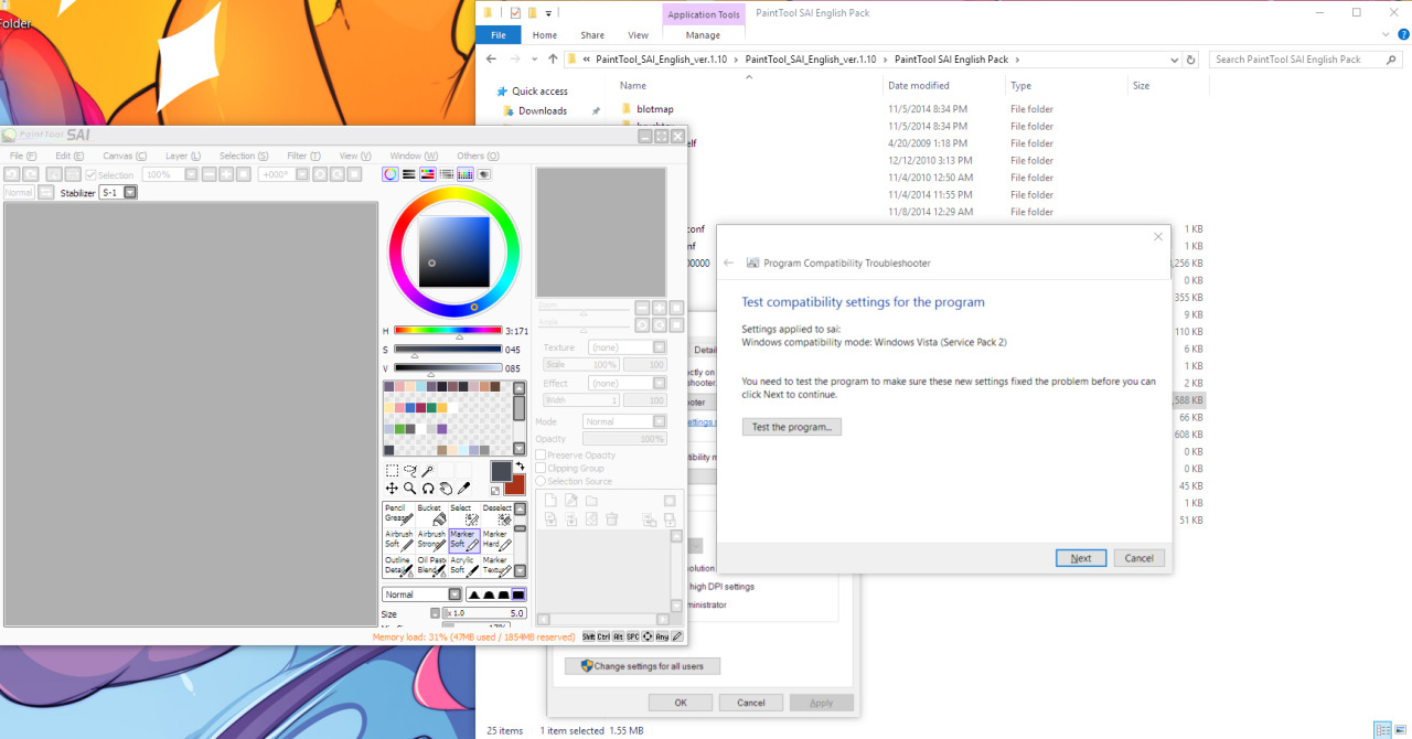 How to get Sai working on Windows 10